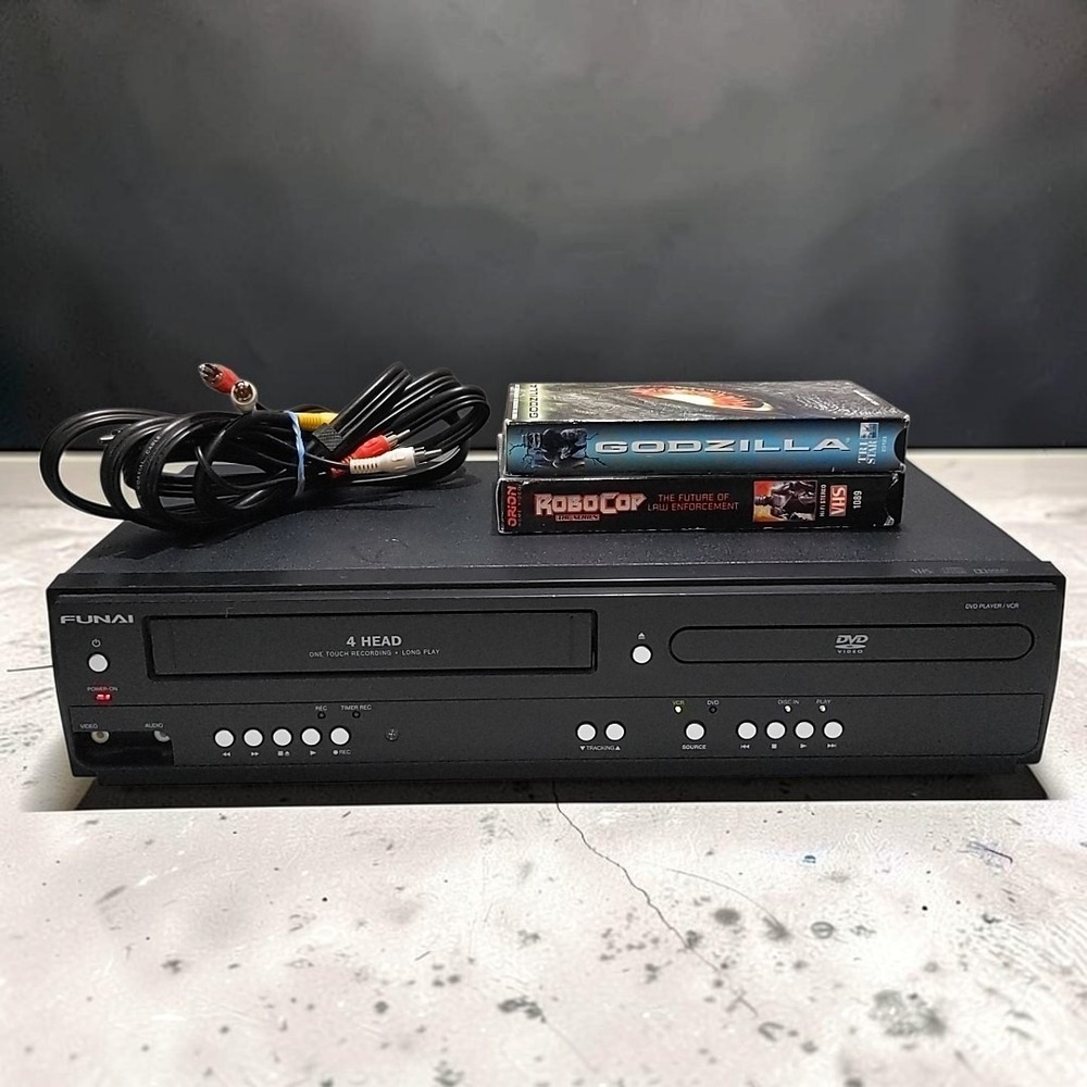 Funai DV220FX4 DVD VCR Combo Player 4Head VHS Video Cassette AV Cable Movies Lot